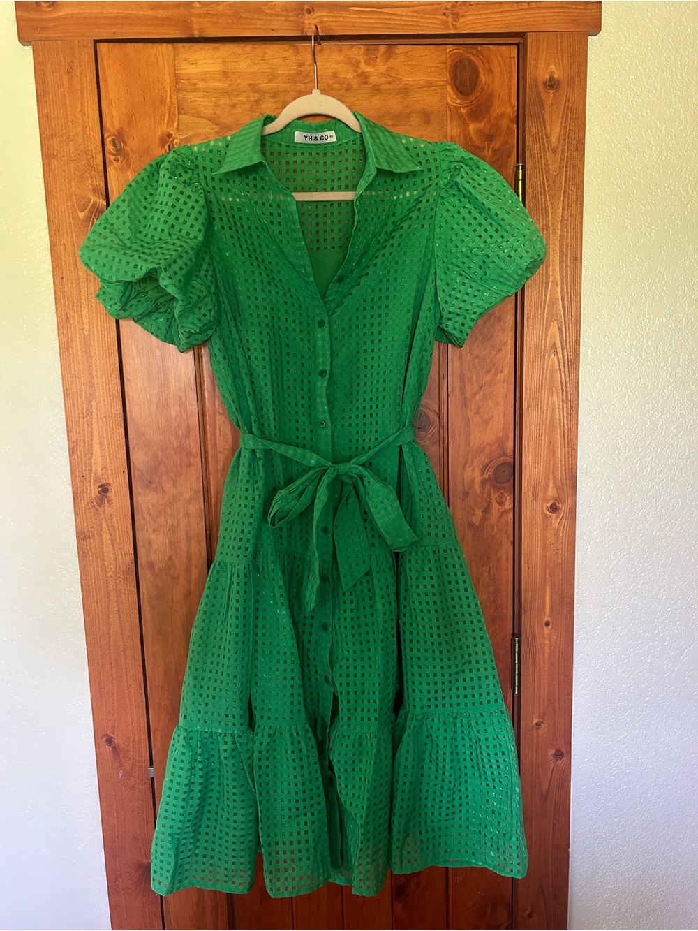 Petal & Pup Green Eyelet Midi Dress